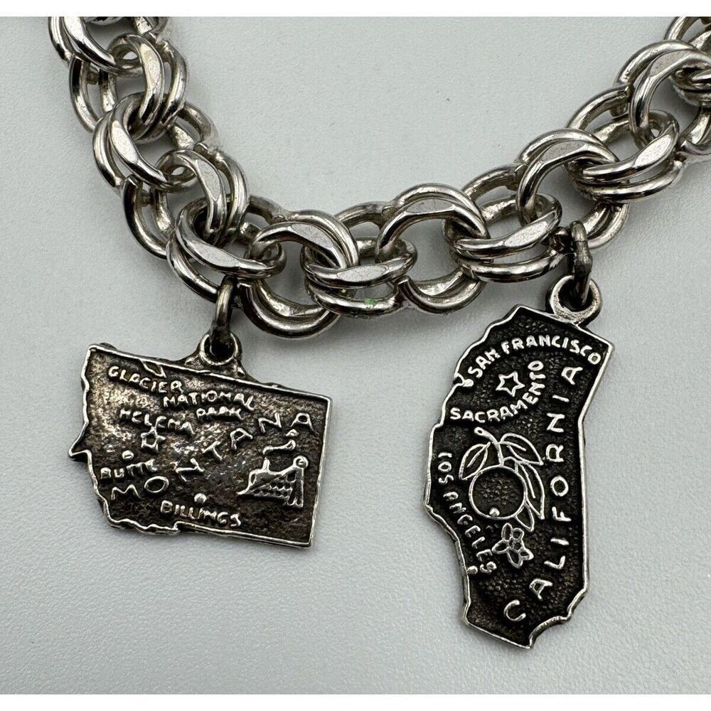 Vintage Sterling Silver Charm Bracelet States Operator Service Award Estate Find - Picture 5 of 16